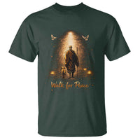 Walk for Peace Lantern Path T Shirt Monk and Aloka the Dog Spiritual Journey