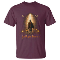 Walk for Peace Lantern Path T Shirt Monk and Aloka the Dog Spiritual Journey
