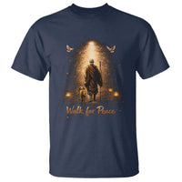 Walk for Peace Lantern Path T Shirt Monk and Aloka the Dog Spiritual Journey