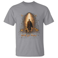 Walk for Peace Lantern Path T Shirt Monk and Aloka the Dog Spiritual Journey