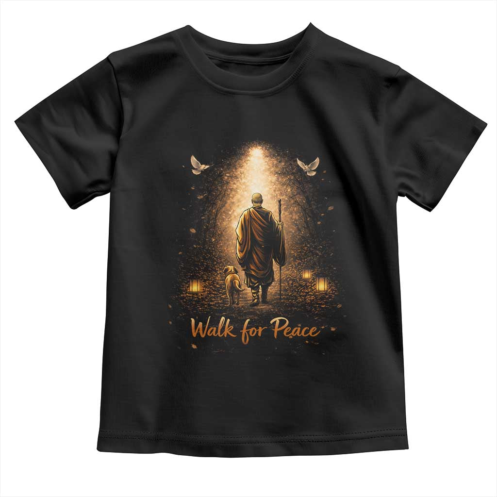 Walk for Peace Lantern Path Toddler T Shirt Monk and Aloka the Dog Spiritual Journey