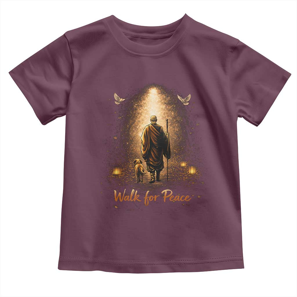 Walk for Peace Lantern Path Toddler T Shirt Monk and Aloka the Dog Spiritual Journey