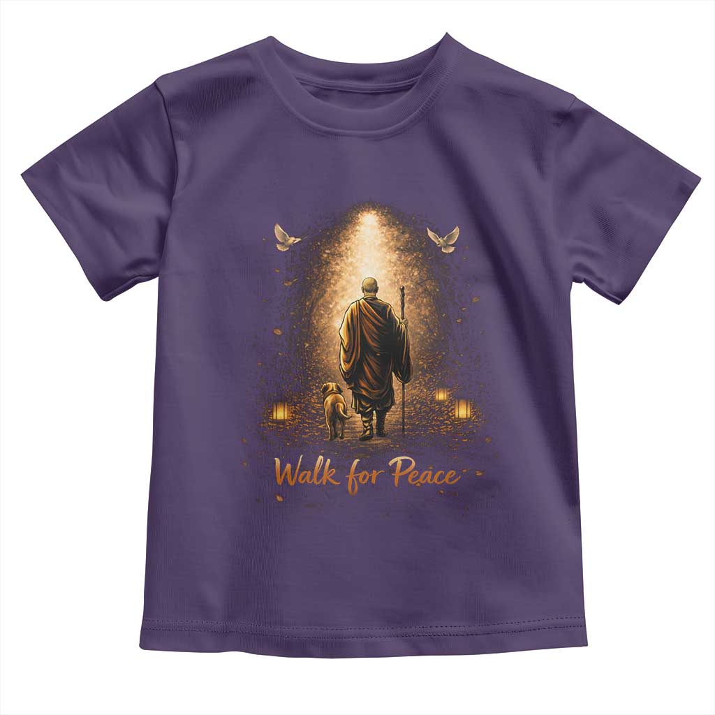 Walk for Peace Lantern Path Toddler T Shirt Monk and Aloka the Dog Spiritual Journey