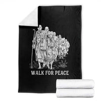 Walk for Peace Walking Monks and Aloka the Dog Throw Blanket Buddhist Mindfulness Spiritual Religious Faith
