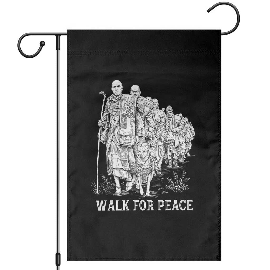 Walk for Peace Walking Monks and Aloka the Dog Garden Flag Buddhist Mindfulness Spiritual Religious Faith