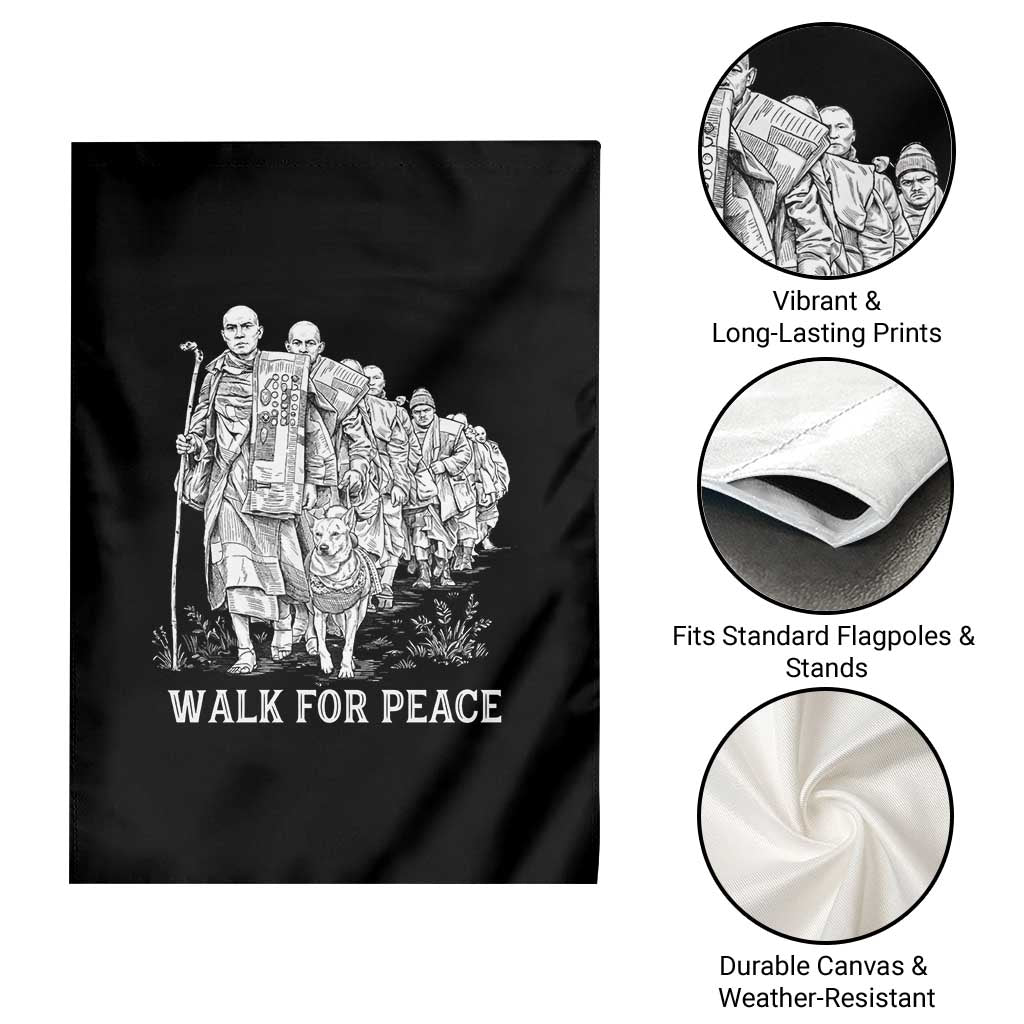 Walk for Peace Walking Monks and Aloka the Dog Garden Flag Buddhist Mindfulness Spiritual Religious Faith