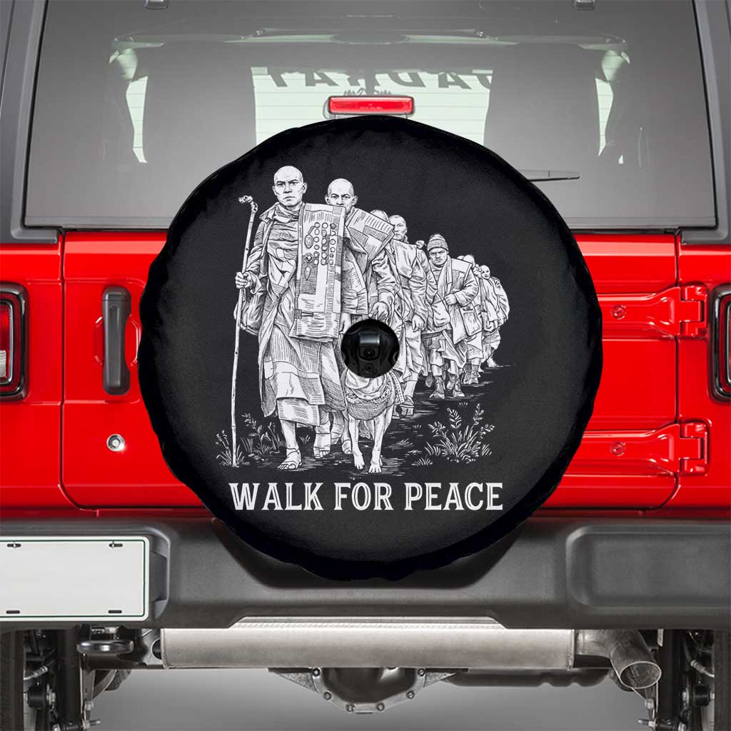 Walk for Peace Walking Monks and Aloka the Dog Spare Tire Cover Buddhist Mindfulness Spiritual Religious Faith