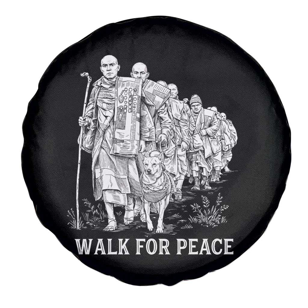 Walk for Peace Walking Monks and Aloka the Dog Spare Tire Cover Buddhist Mindfulness Spiritual Religious Faith