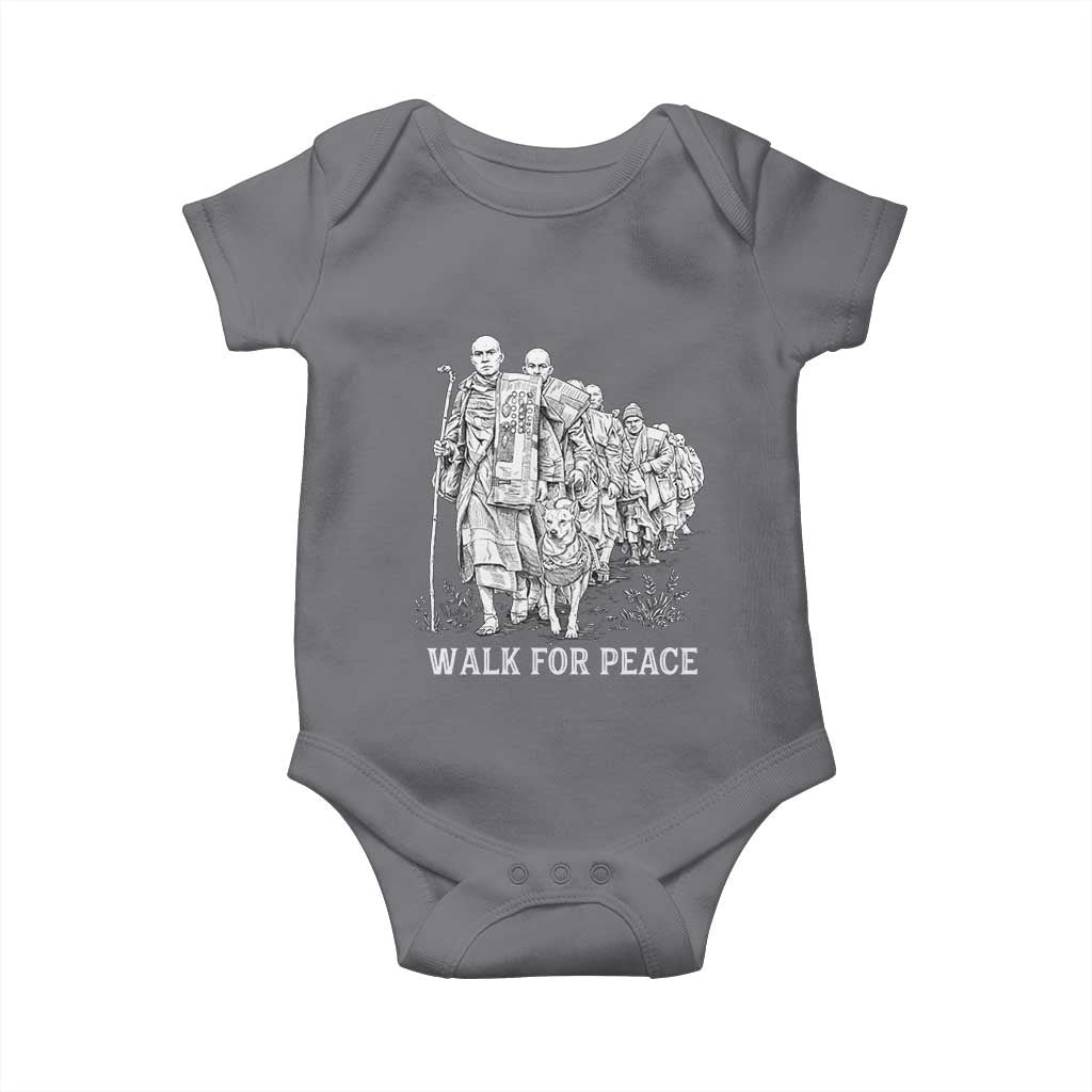 Walk for Peace Walking Monks and Aloka the Dog Baby Onesie Buddhist Mindfulness Spiritual Religious Faith