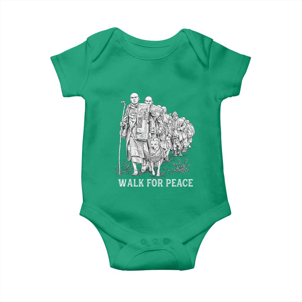 Walk for Peace Walking Monks and Aloka the Dog Baby Onesie Buddhist Mindfulness Spiritual Religious Faith