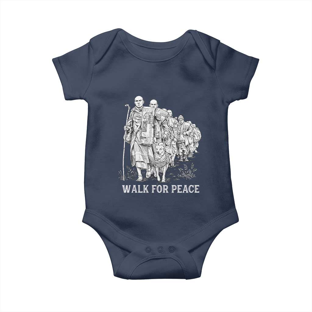 Walk for Peace Walking Monks and Aloka the Dog Baby Onesie Buddhist Mindfulness Spiritual Religious Faith