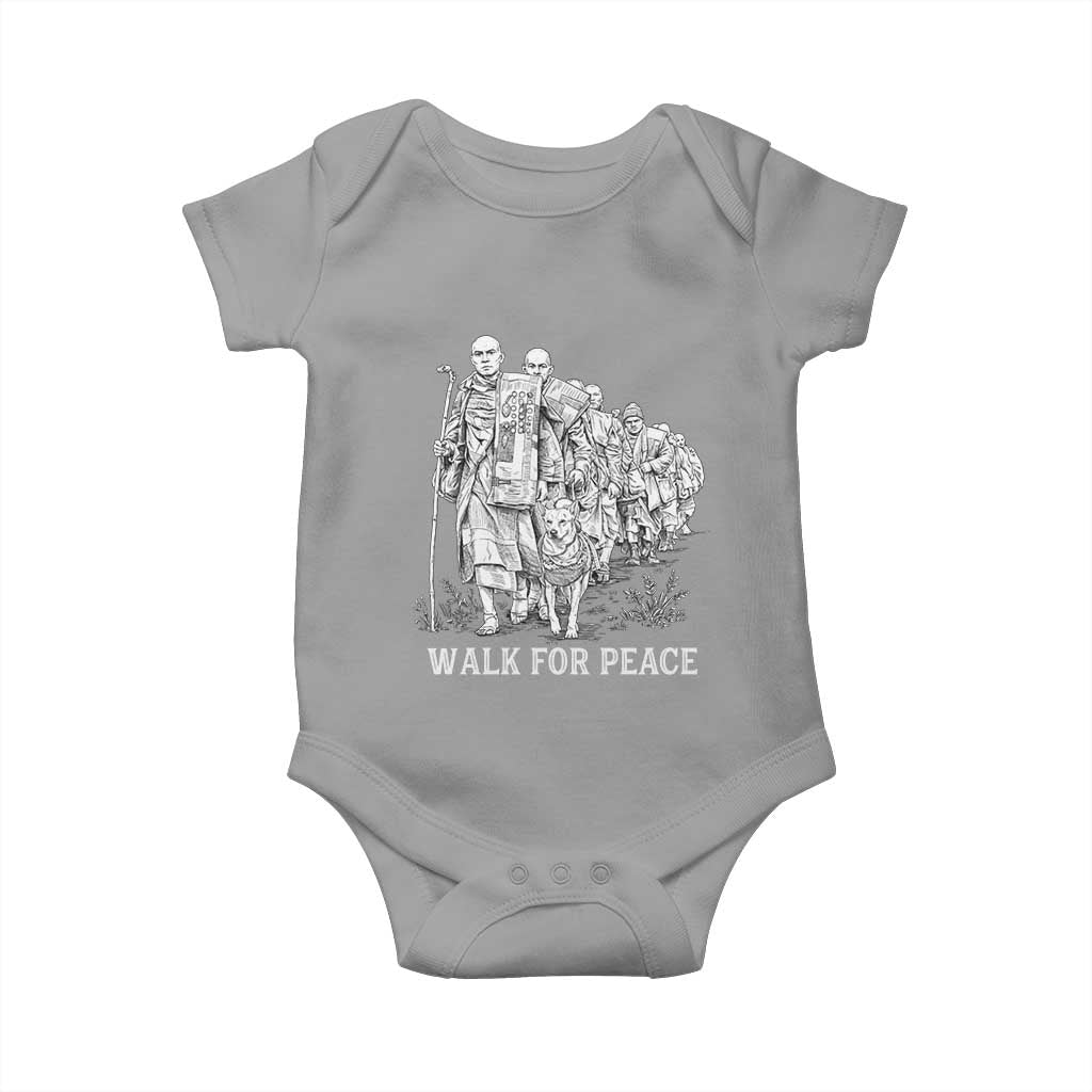 Walk for Peace Walking Monks and Aloka the Dog Baby Onesie Buddhist Mindfulness Spiritual Religious Faith