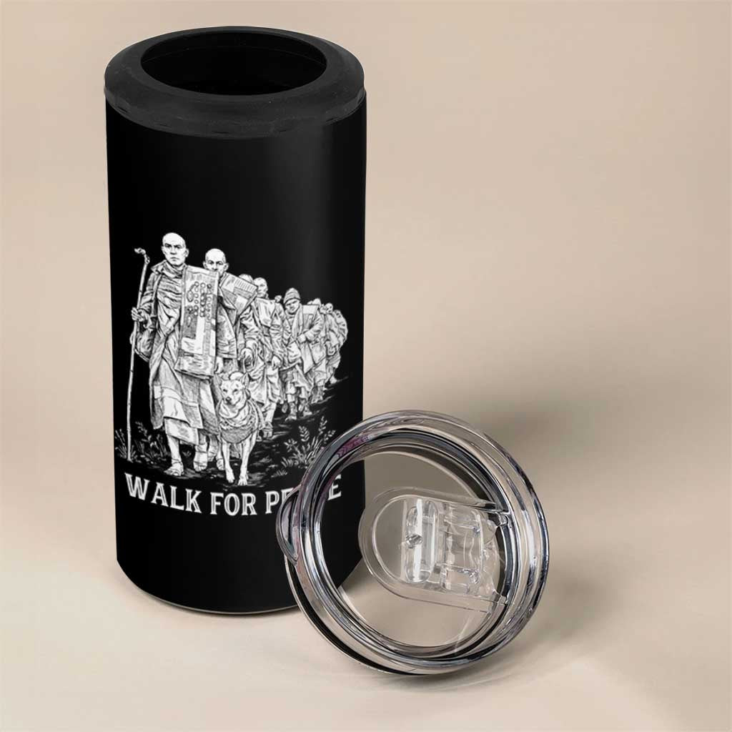 Walk for Peace Walking Monks and Aloka the Dog 4 in 1 Can Cooler Tumbler Buddhist Mindfulness Spiritual Religious Faith