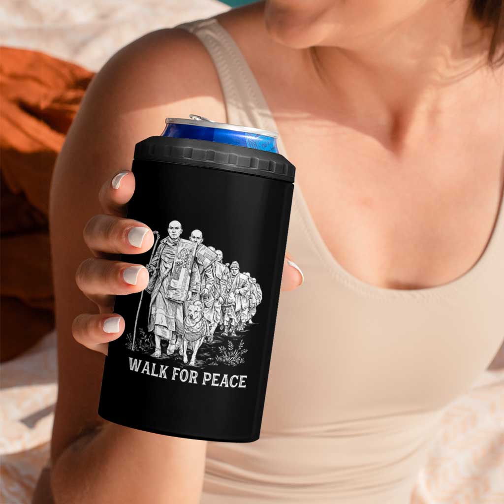 Walk for Peace Walking Monks and Aloka the Dog 4 in 1 Can Cooler Tumbler Buddhist Mindfulness Spiritual Religious Faith
