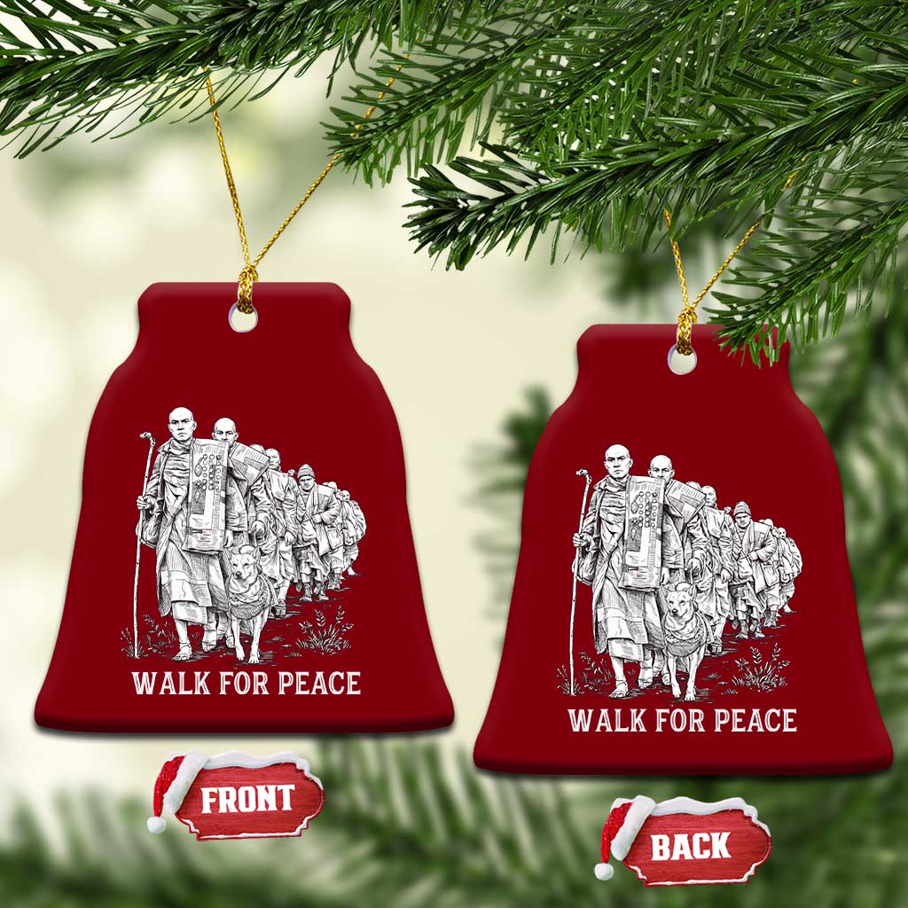 Walk for Peace Walking Monks and Aloka the Dog Ceramic Ornament Buddhist Mindfulness Spiritual Religious Faith
