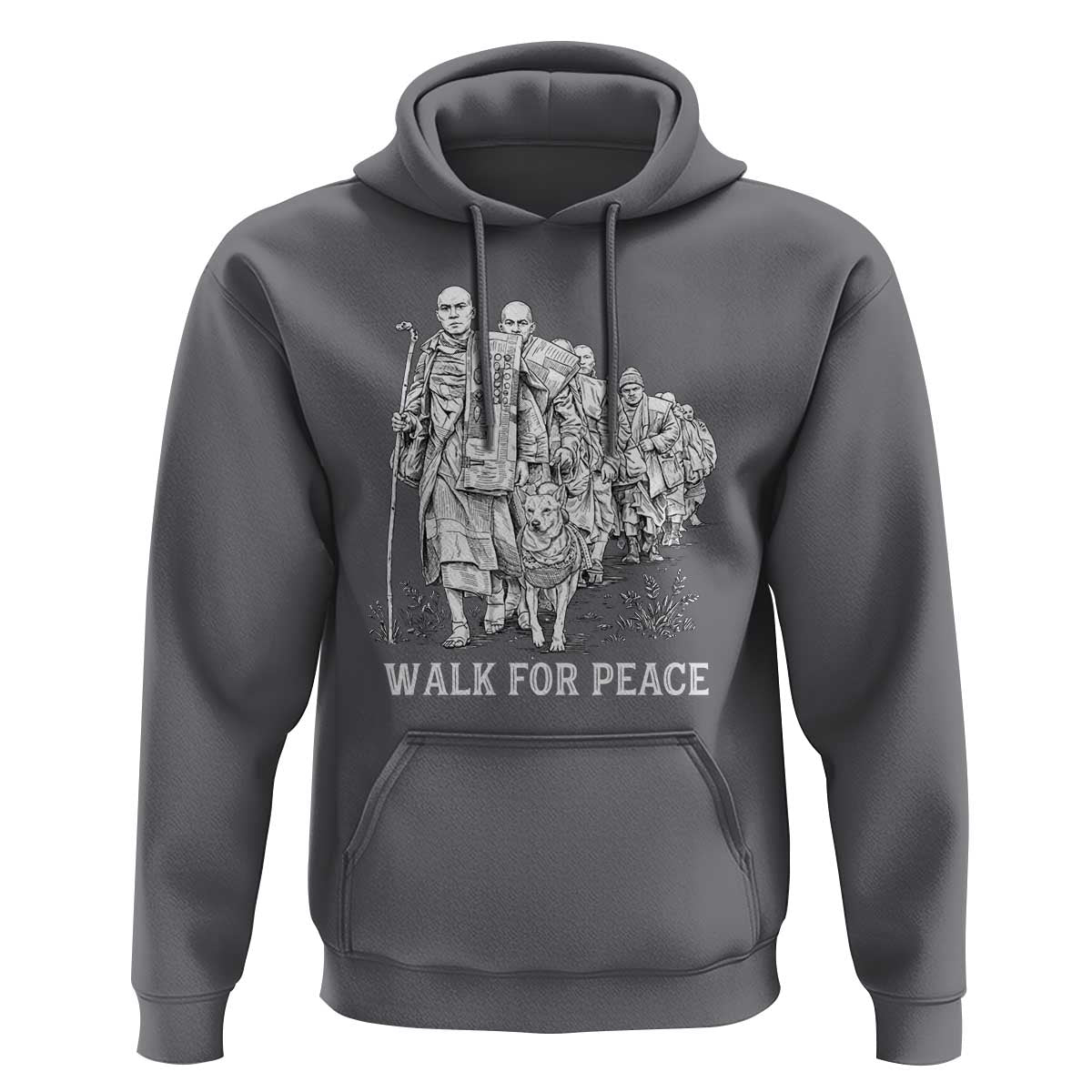 Walk for Peace Walking Monks and Aloka the Dog Hoodie Buddhist Mindfulness Spiritual Religious Faith