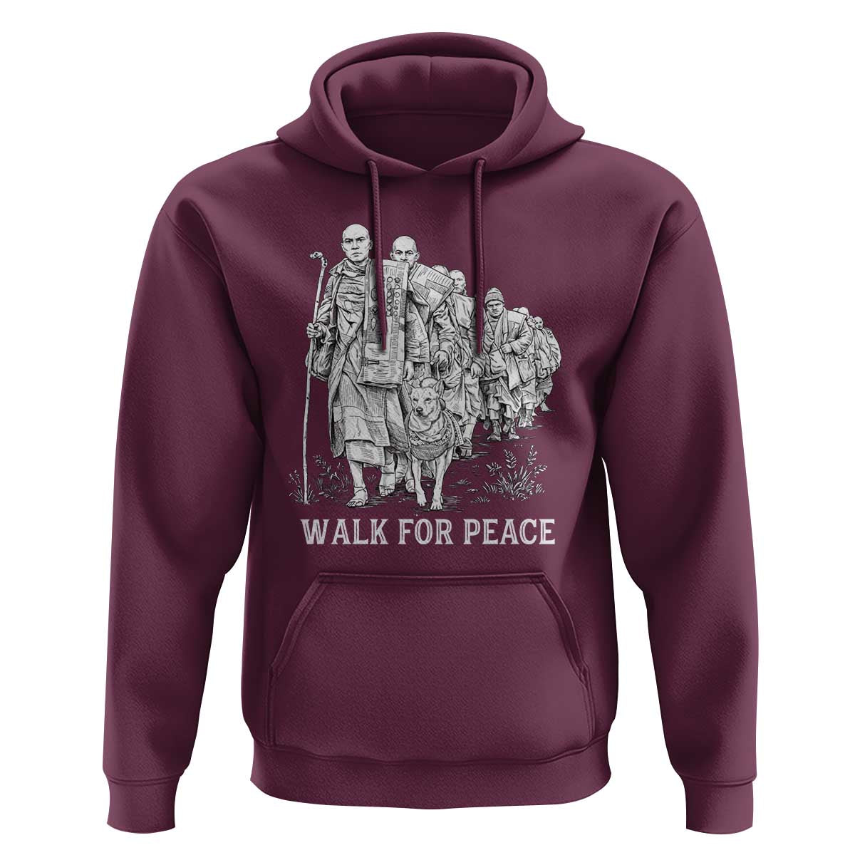 Walk for Peace Walking Monks and Aloka the Dog Hoodie Buddhist Mindfulness Spiritual Religious Faith