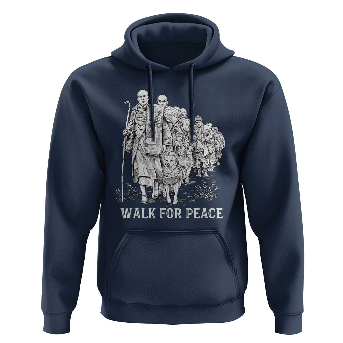 Walk for Peace Walking Monks and Aloka the Dog Hoodie Buddhist Mindfulness Spiritual Religious Faith