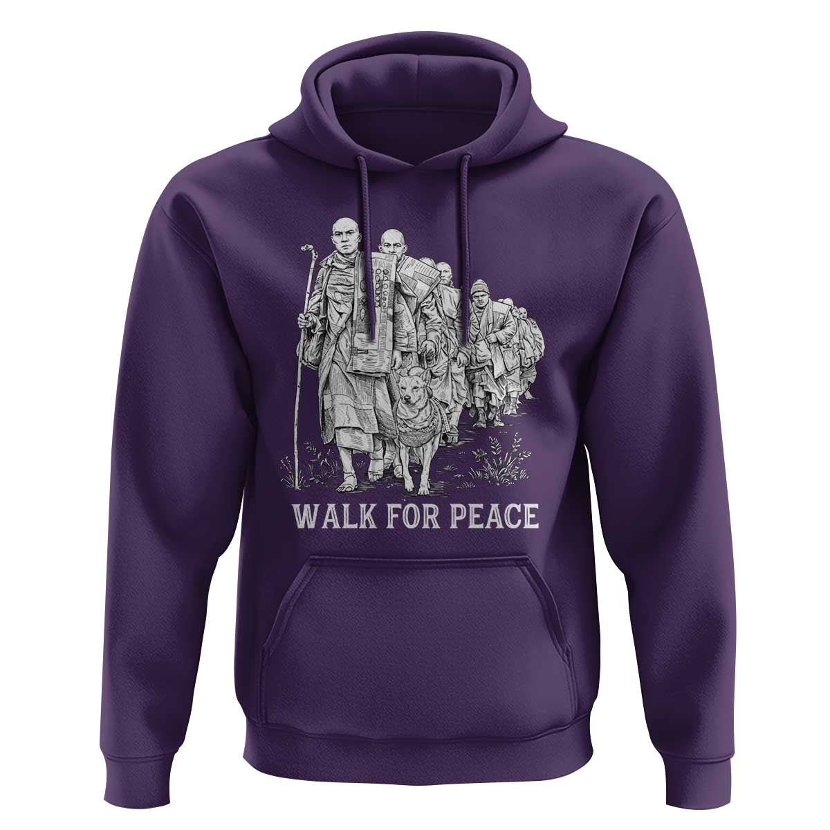 Walk for Peace Walking Monks and Aloka the Dog Hoodie Buddhist Mindfulness Spiritual Religious Faith