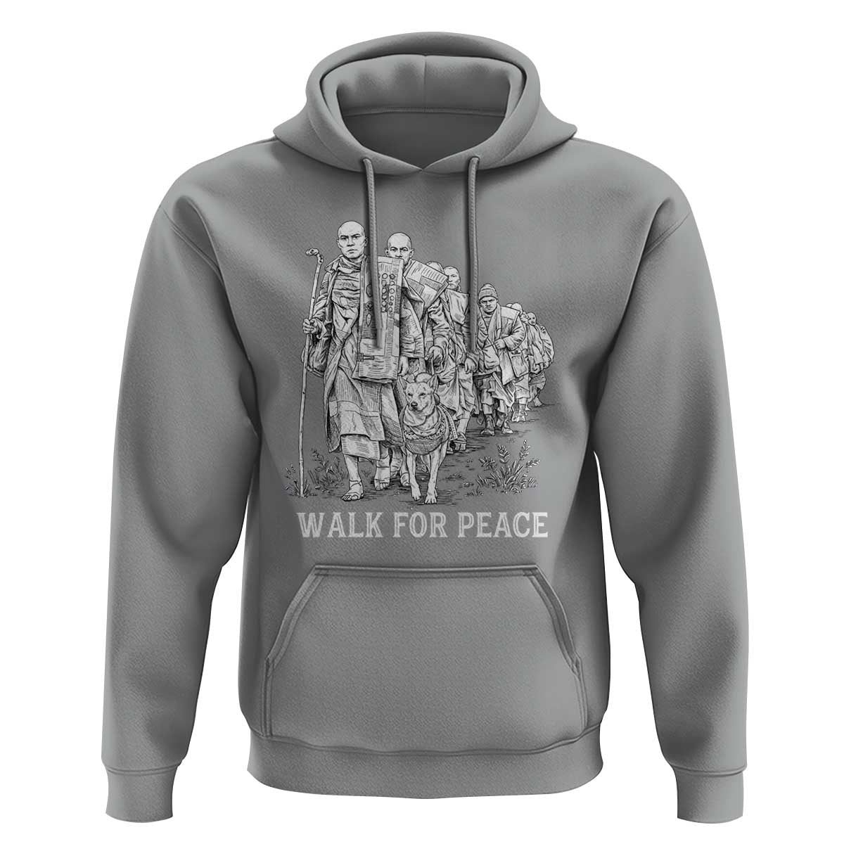 Walk for Peace Walking Monks and Aloka the Dog Hoodie Buddhist Mindfulness Spiritual Religious Faith