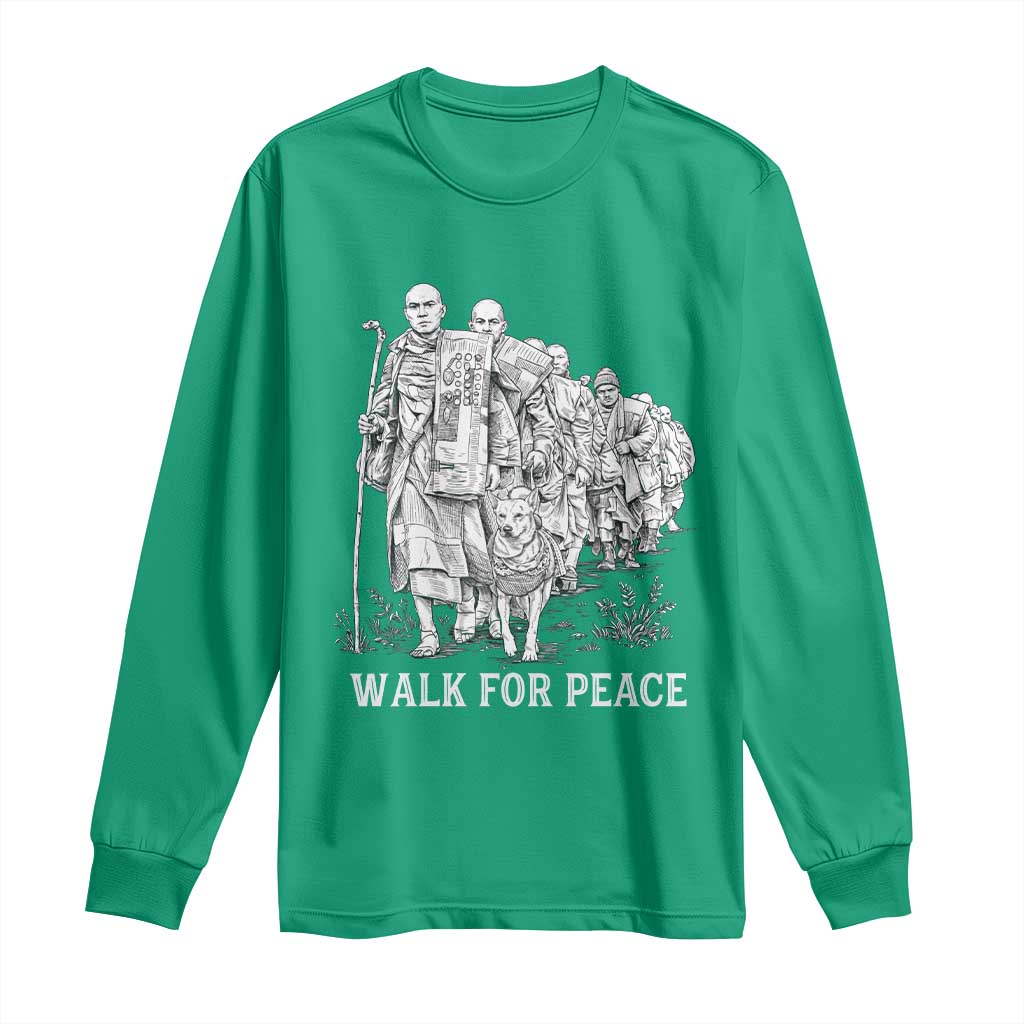 Walk for Peace Walking Monks and Aloka the Dog Long Sleeve Shirt Buddhist Mindfulness Spiritual Religious Faith