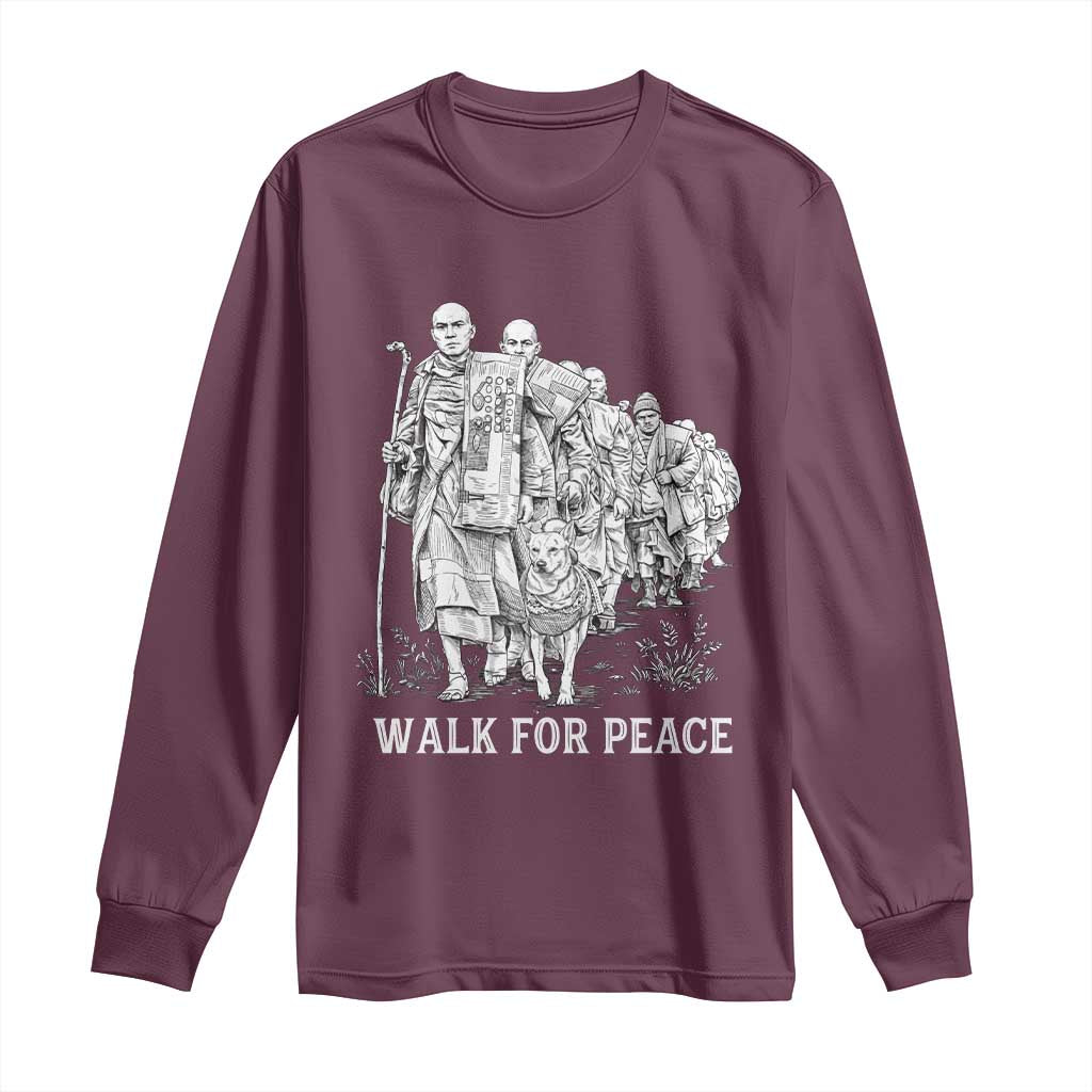 Walk for Peace Walking Monks and Aloka the Dog Long Sleeve Shirt Buddhist Mindfulness Spiritual Religious Faith