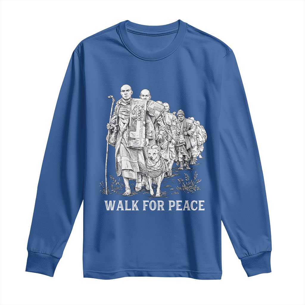 Walk for Peace Walking Monks and Aloka the Dog Long Sleeve Shirt Buddhist Mindfulness Spiritual Religious Faith