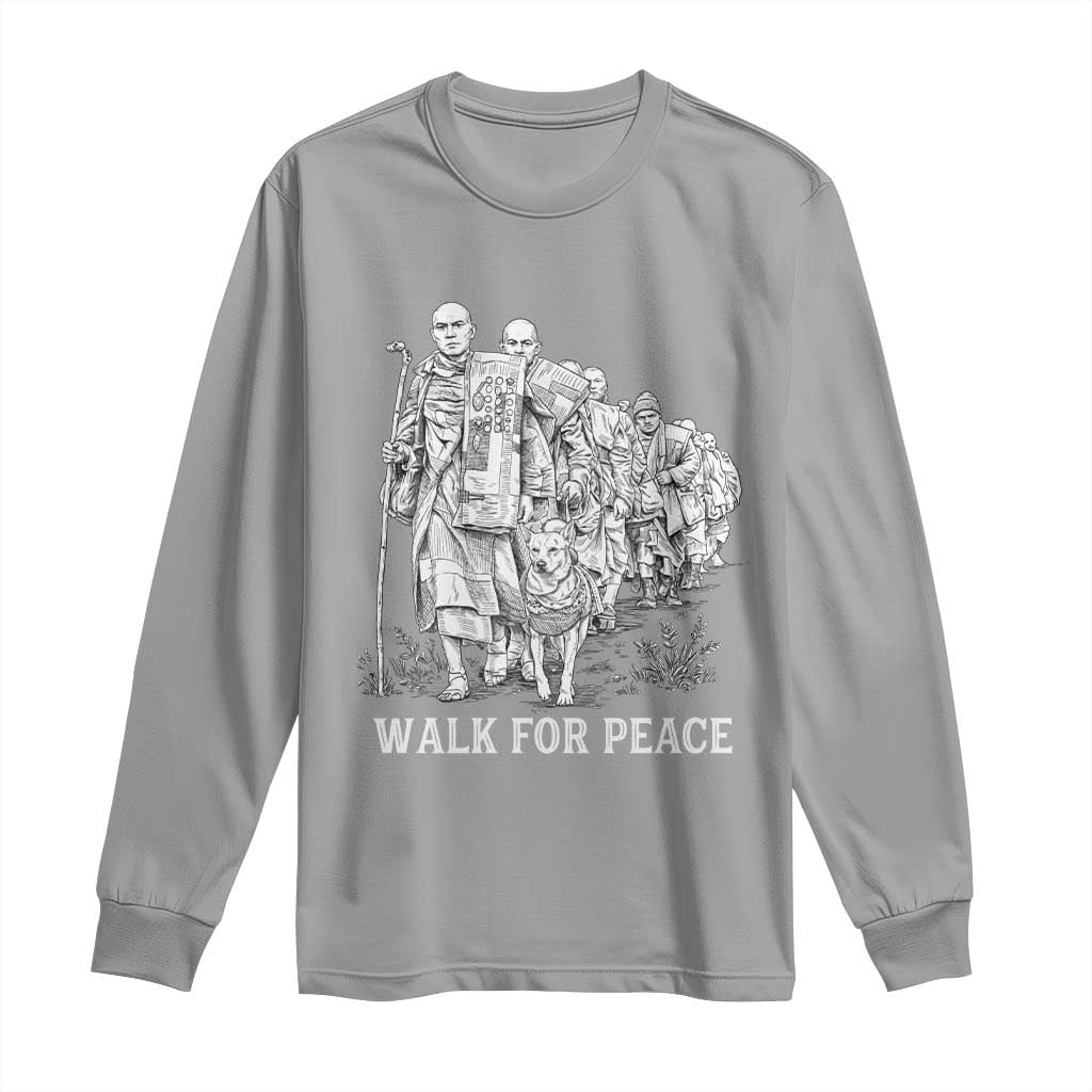 Walk for Peace Walking Monks and Aloka the Dog Long Sleeve Shirt Buddhist Mindfulness Spiritual Religious Faith