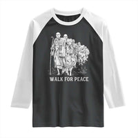 Walk for Peace Walking Monks and Aloka the Dog Raglan Shirt Buddhist Mindfulness Spiritual Religious Faith