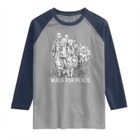 Walk for Peace Walking Monks and Aloka the Dog Raglan Shirt Buddhist Mindfulness Spiritual Religious Faith