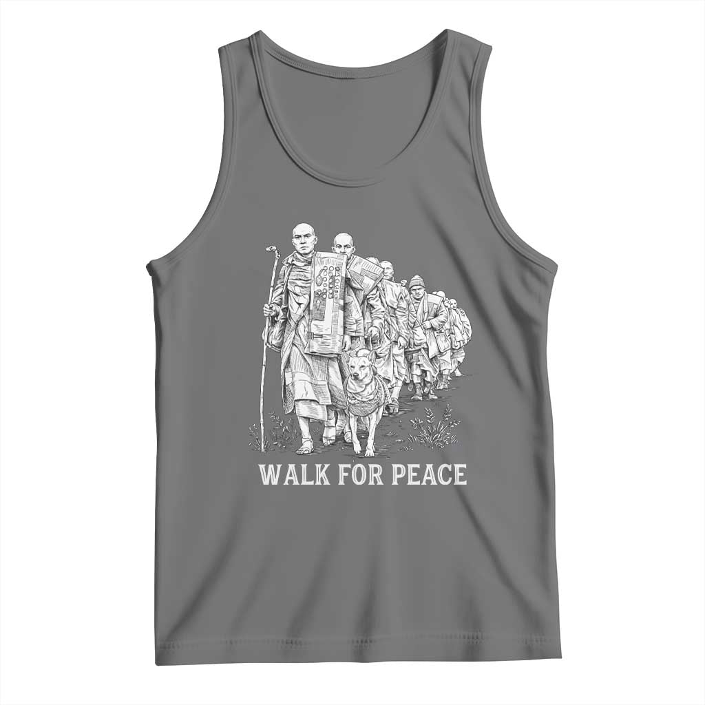 Walk for Peace Walking Monks and Aloka the Dog Tank Top Buddhist Mindfulness Spiritual Religious Faith