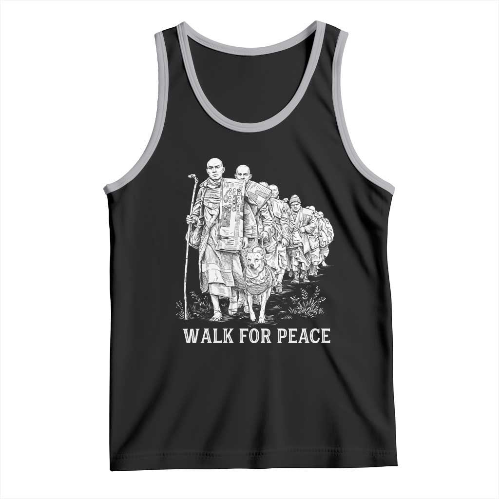 Walk for Peace Walking Monks and Aloka the Dog Tank Top Buddhist Mindfulness Spiritual Religious Faith