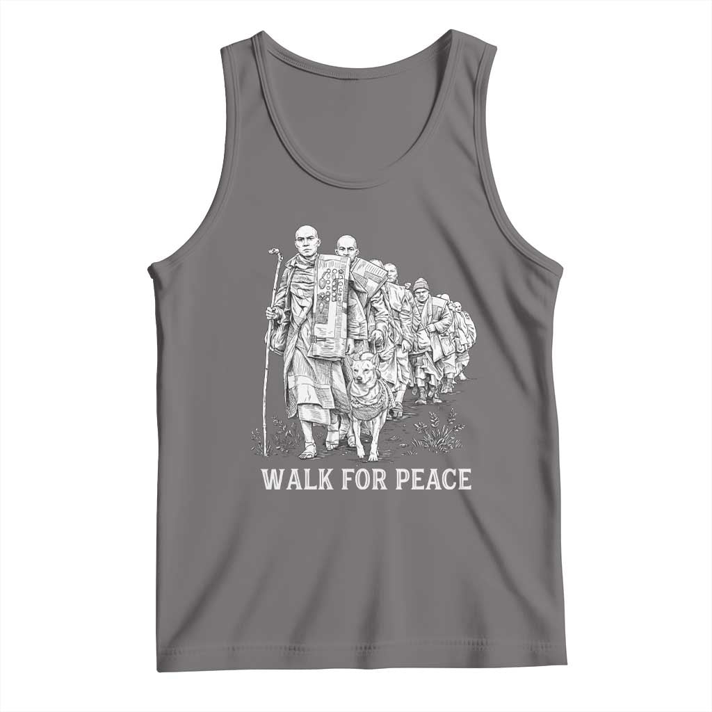 Walk for Peace Walking Monks and Aloka the Dog Tank Top Buddhist Mindfulness Spiritual Religious Faith