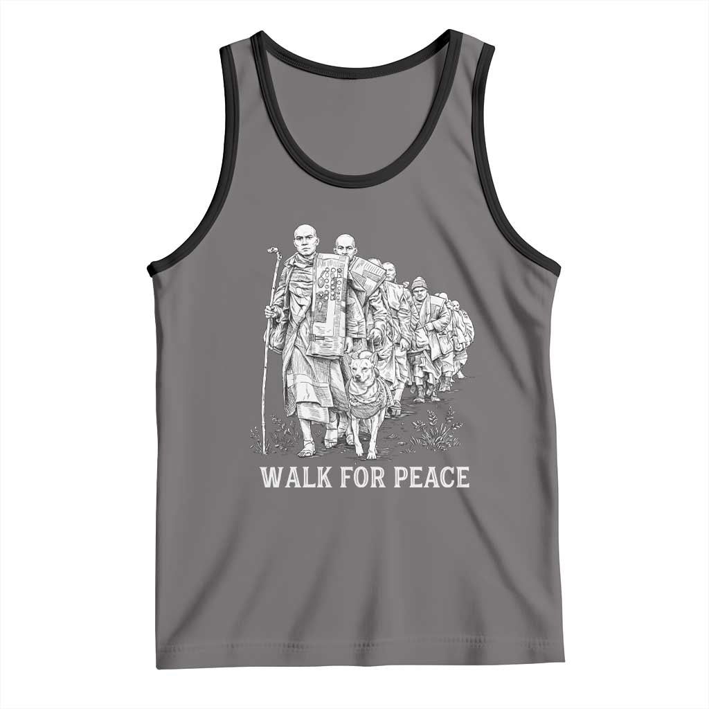 Walk for Peace Walking Monks and Aloka the Dog Tank Top Buddhist Mindfulness Spiritual Religious Faith