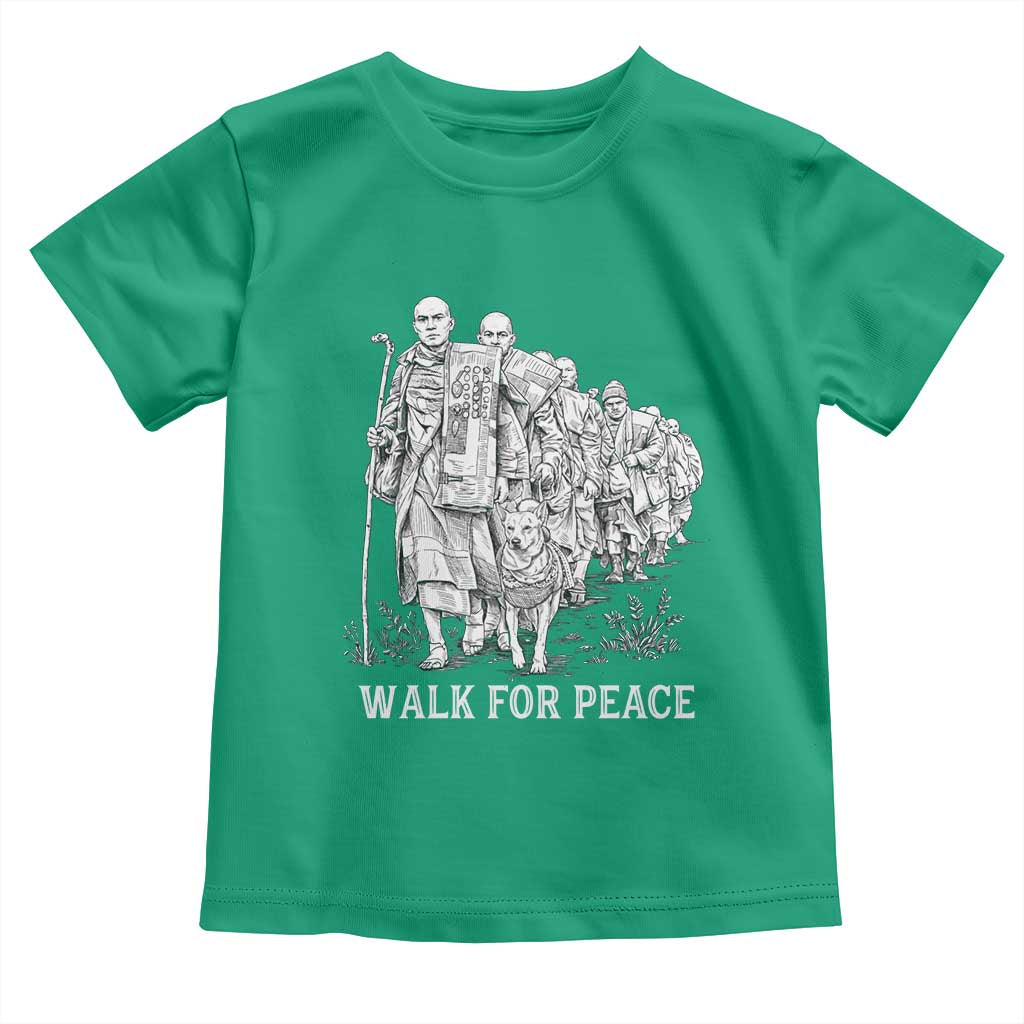 Walk for Peace Walking Monks and Aloka the Dog Toddler T Shirt Buddhist Mindfulness Spiritual Religious Faith