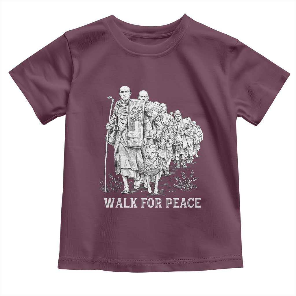 Walk for Peace Walking Monks and Aloka the Dog Toddler T Shirt Buddhist Mindfulness Spiritual Religious Faith