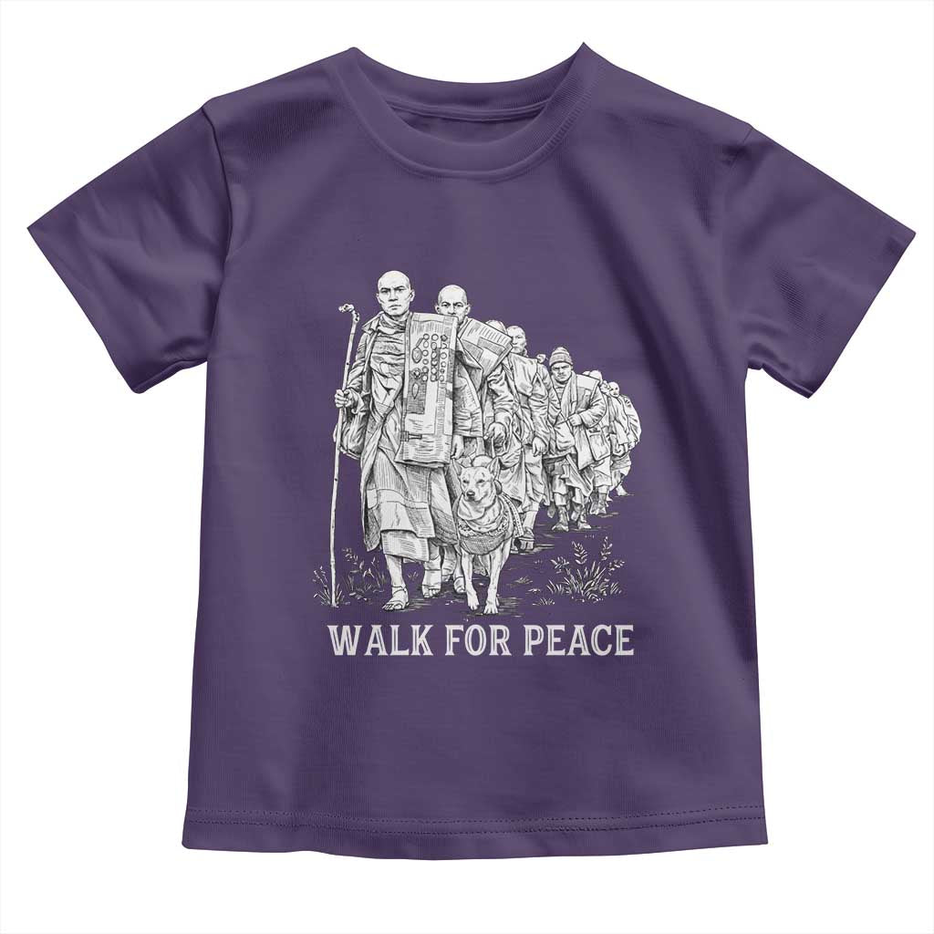 Walk for Peace Walking Monks and Aloka the Dog Toddler T Shirt Buddhist Mindfulness Spiritual Religious Faith