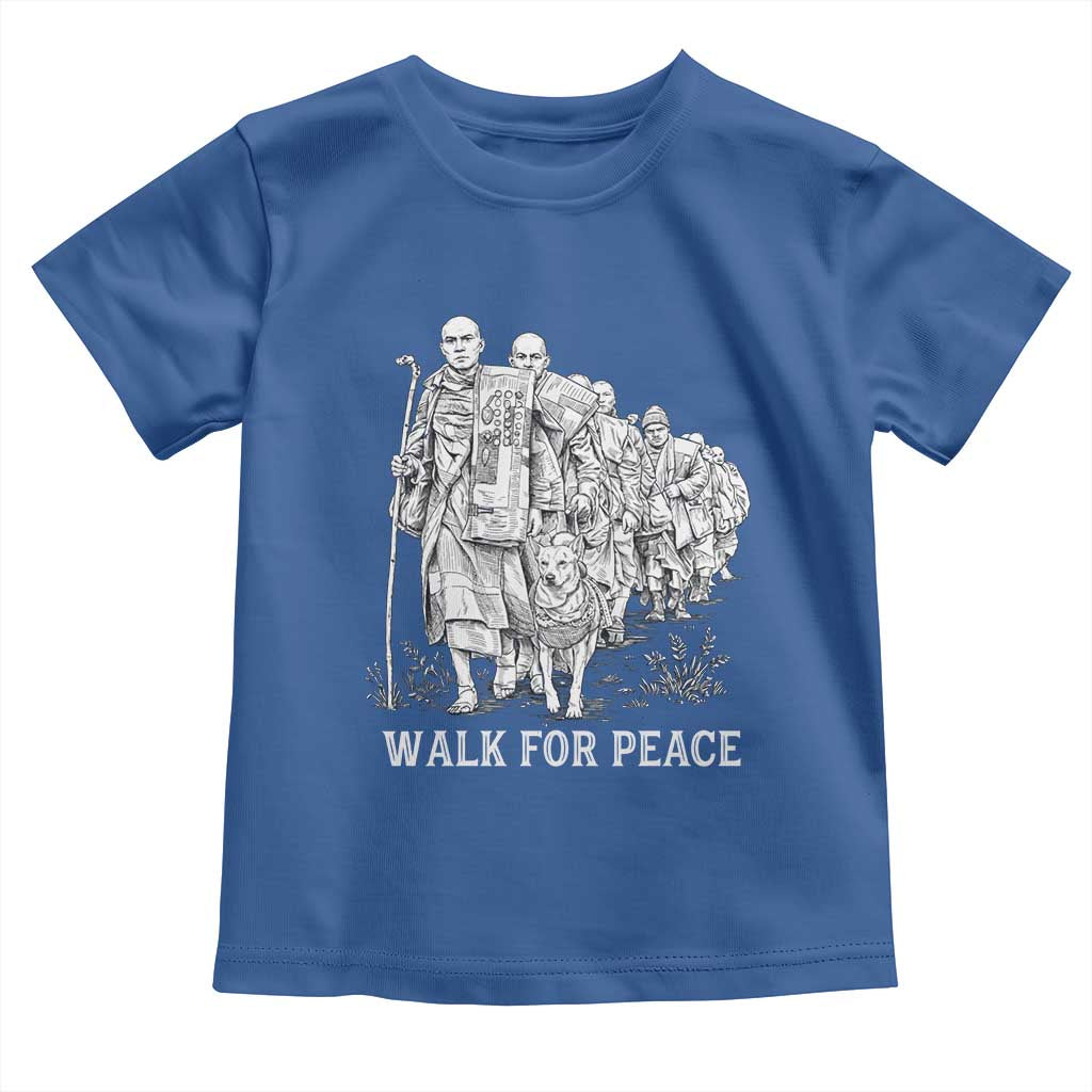 Walk for Peace Walking Monks and Aloka the Dog Toddler T Shirt Buddhist Mindfulness Spiritual Religious Faith