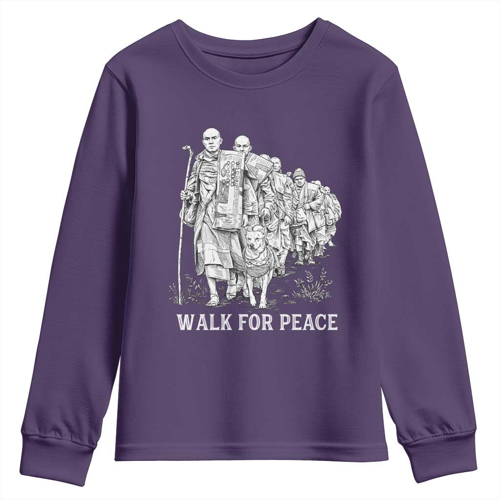 Walk for Peace Walking Monks and Aloka the Dog Youth Sweatshirt Buddhist Mindfulness Spiritual Religious Faith