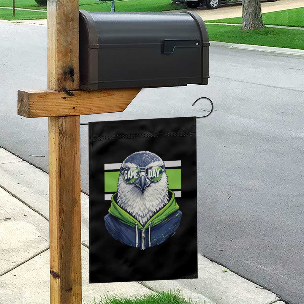 Cool Hawk Wearing Hoodie Graphic Garden Flag Game Day Swagger