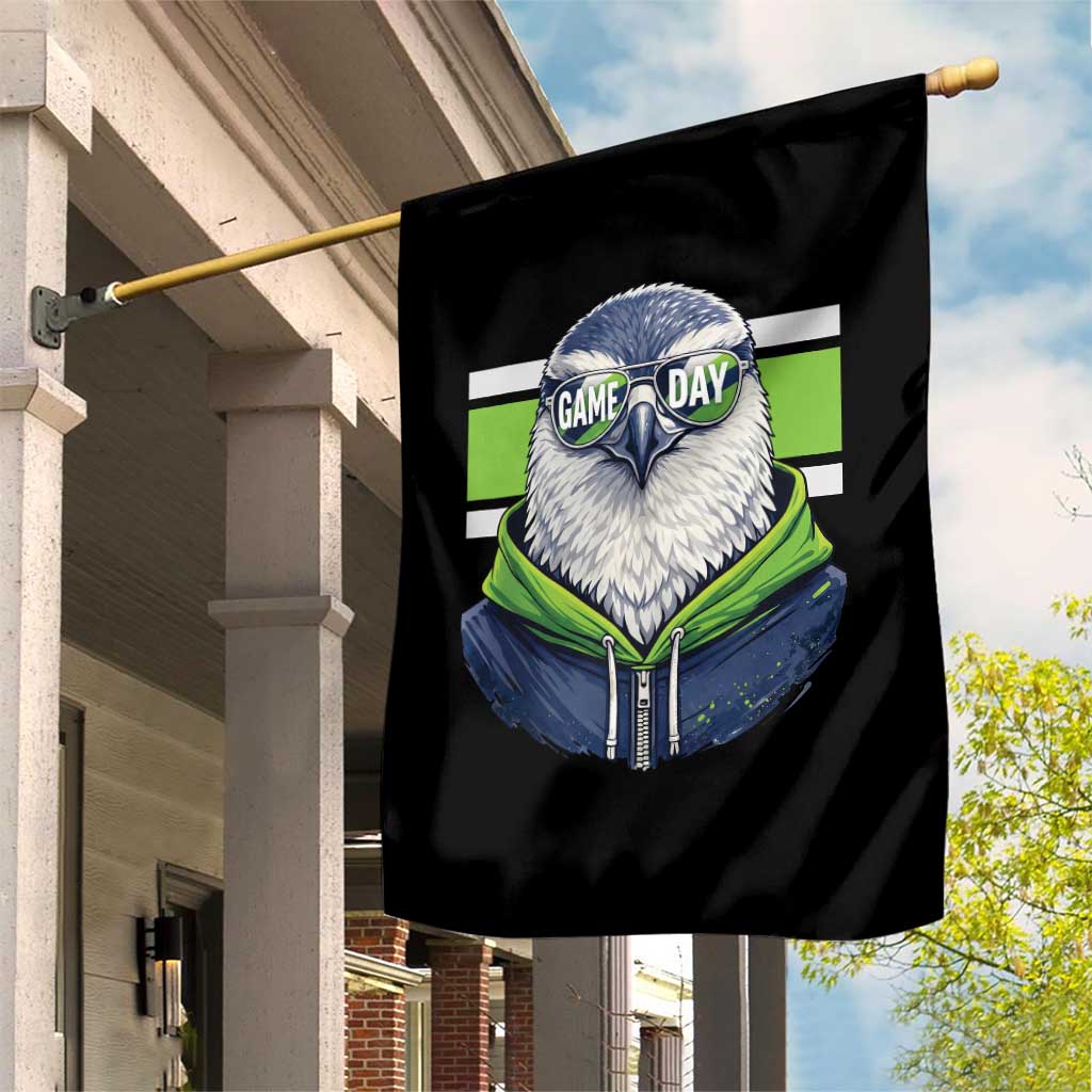 Cool Hawk Wearing Hoodie Graphic Garden Flag Game Day Swagger