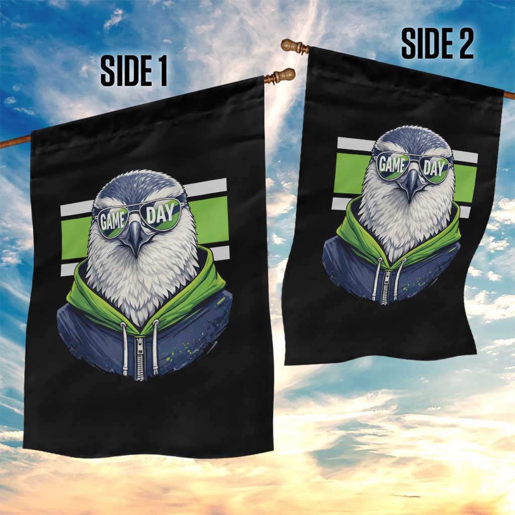 Cool Hawk Wearing Hoodie Graphic Garden Flag Game Day Swagger