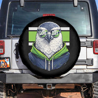 Cool Hawk Wearing Hoodie Graphic Spare Tire Cover Game Day Swagger