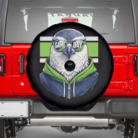 Cool Hawk Wearing Hoodie Graphic Spare Tire Cover Game Day Swagger