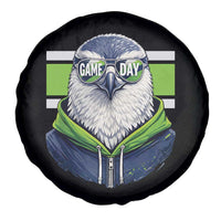 Cool Hawk Wearing Hoodie Graphic Spare Tire Cover Game Day Swagger