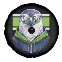 Cool Hawk Wearing Hoodie Graphic Spare Tire Cover Game Day Swagger