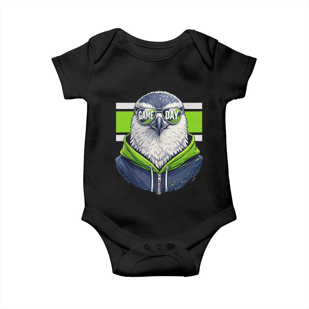 Cool Hawk Wearing Hoodie Graphic Baby Onesie Game Day Swagger