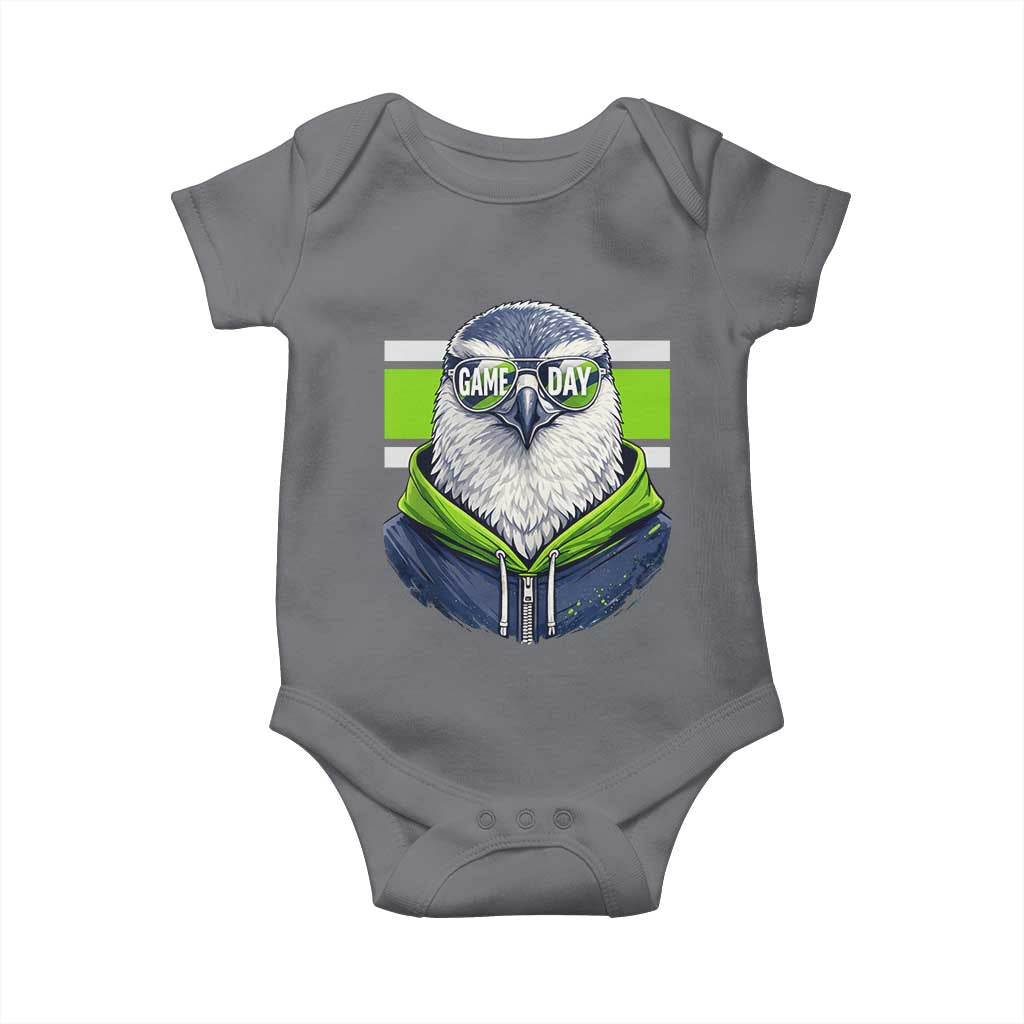 Cool Hawk Wearing Hoodie Graphic Baby Onesie Game Day Swagger