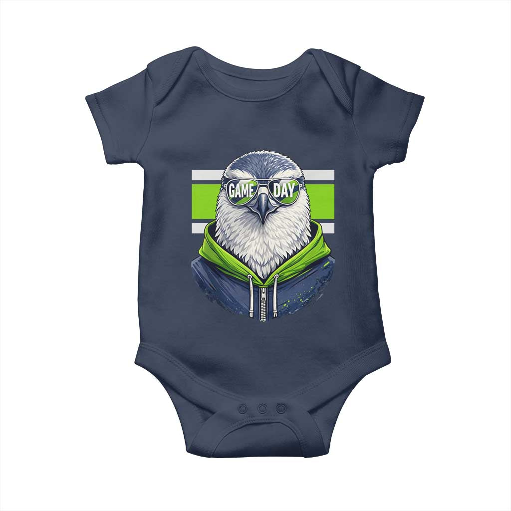 Cool Hawk Wearing Hoodie Graphic Baby Onesie Game Day Swagger