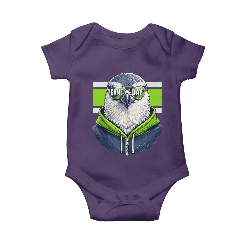 Cool Hawk Wearing Hoodie Graphic Baby Onesie Game Day Swagger